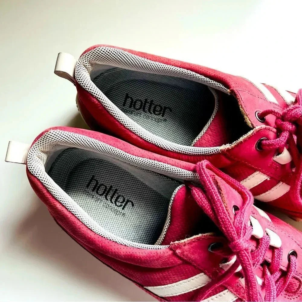Nwot Hotter Leanne Pink Confort Concept Leather Lace Up Sneakers - Picture 8 of 10